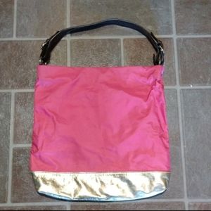 Danier leather pink and gold shoulder bag